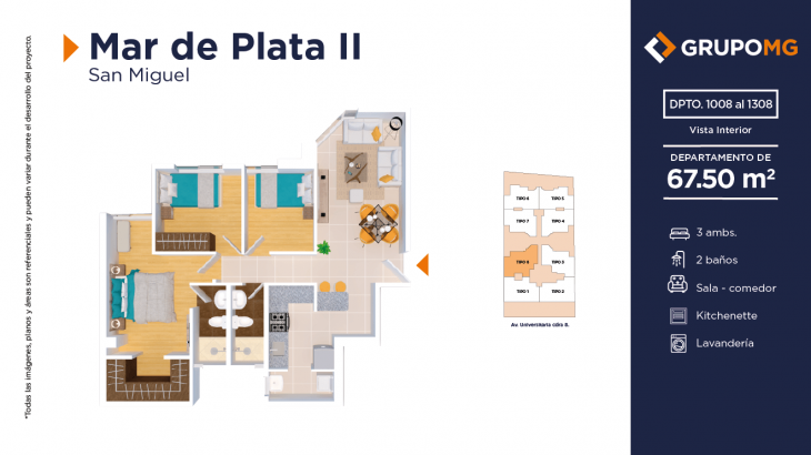 Plano del modelo 8 del proyecto MAR DE PLATA II - SAN MIGUEL en San Miguel