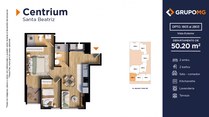 Plano del modelo 3e del proyecto CENTRIUM - SANTA BEATRIZ en Cercado De Lima