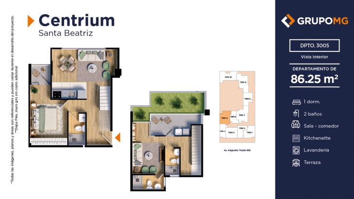 Plano del modelo 5h del proyecto CENTRIUM - SANTA BEATRIZ en Cercado De Lima
