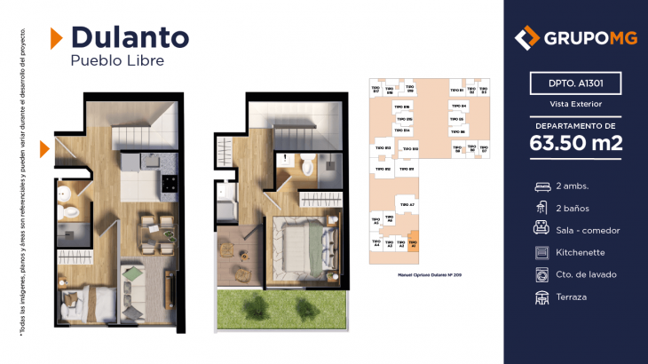 Plano del modelo 1c del proyecto DULANTO - PUEBLO LIBRE en Pueblo Libre