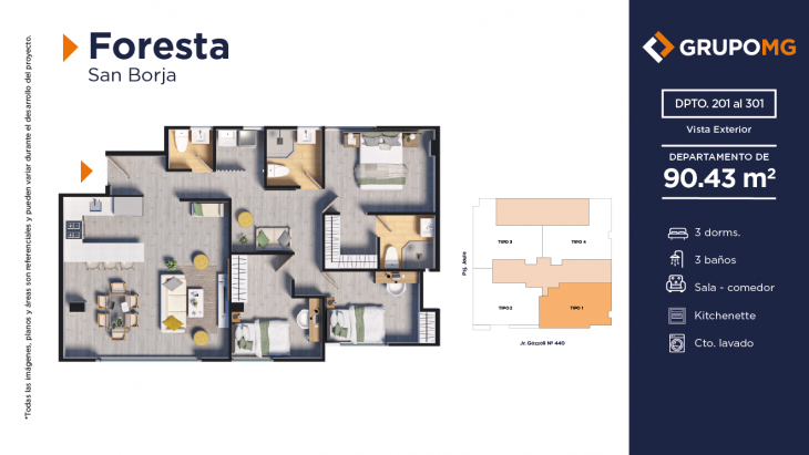 Plano del modelo 1 del proyecto FORESTA - SAN BORJA en San Borja