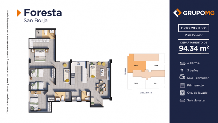 Plano del modelo 3 del proyecto FORESTA - SAN BORJA en San Borja