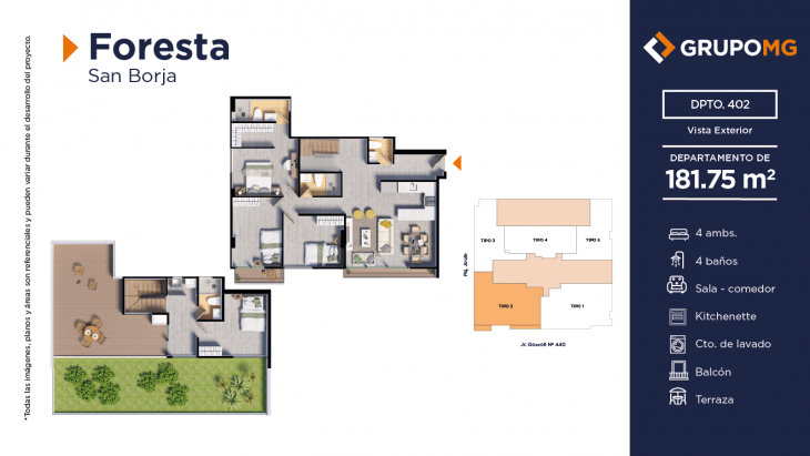 Plano del modelo 2 del proyecto FORESTA - SAN BORJA en San Borja