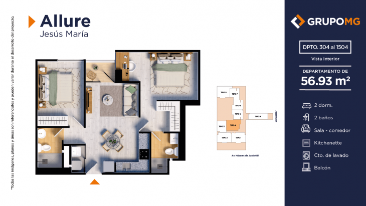Plano del modelo 4 del proyecto ALLURE - JESÚS MARÍA en Jesus Maria