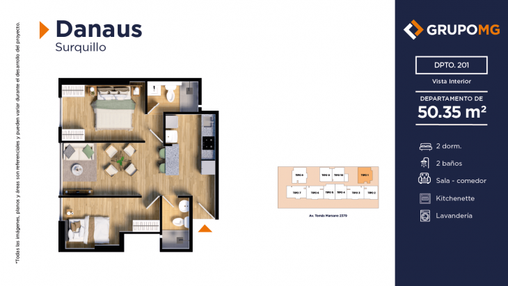 Plano del modelo 1a del proyecto DANAUS - SURQUILLO en Surquillo