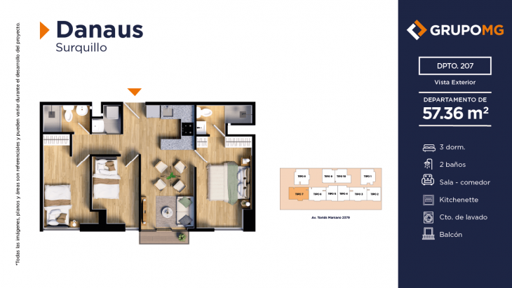 Plano del modelo 7a del proyecto DANAUS en Surquillo