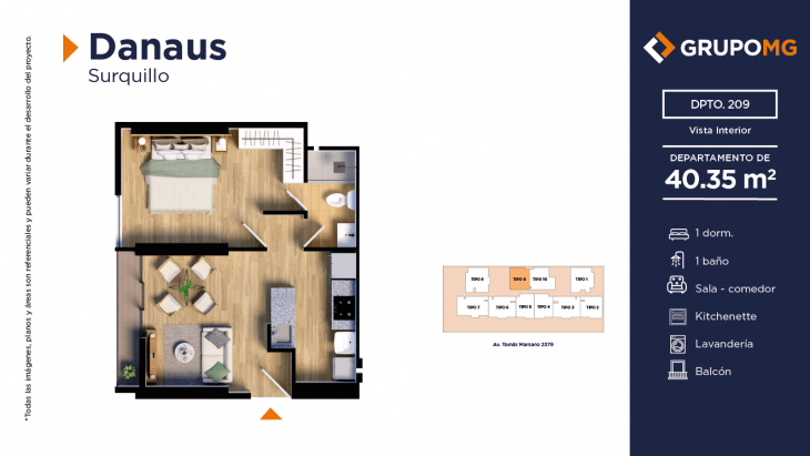 Plano del modelo 9a del proyecto DANAUS en Surquillo