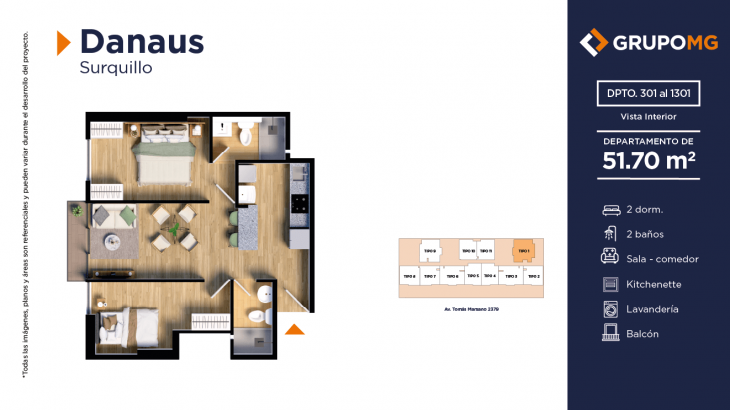 Plano del modelo 1 del proyecto DANAUS en Surquillo