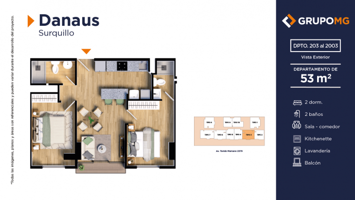 Plano del modelo 3 del proyecto DANAUS en Surquillo