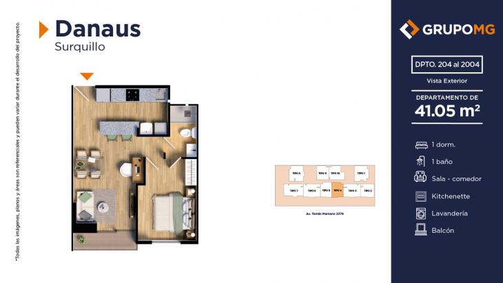 Plano del modelo 4 del proyecto DANAUS en Surquillo