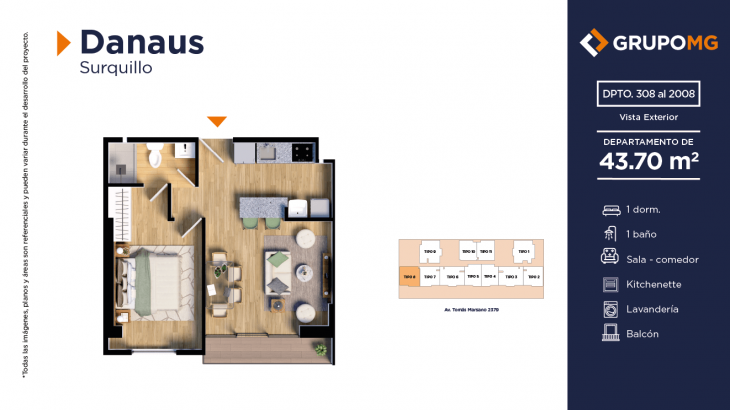 Plano del modelo 8 del proyecto DANAUS en Surquillo