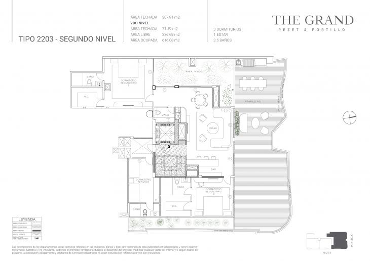 Plano del modelo Tipo 3D del proyecto The Grand en San Isidro