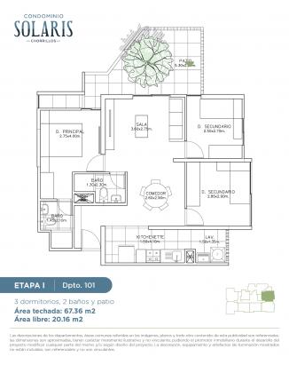 Plano del modelo Tipo 101 del proyecto Condominio Solaris en Chorrillos