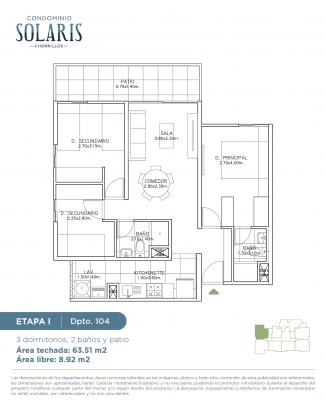Plano del modelo Tipo 104 del proyecto Condominio Solaris en Chorrillos