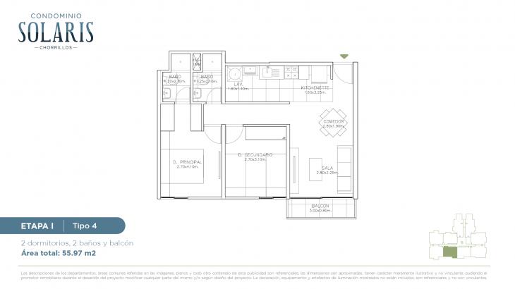 Plano del modelo Tipo 4 del proyecto Condominio Solaris en Chorrillos