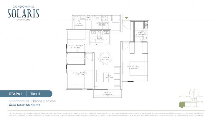 Plano del modelo Tipo 5 del proyecto Condominio Solaris en Chorrillos