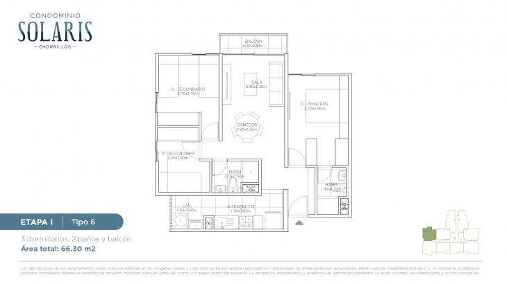 Plano del modelo Tipo 6 del proyecto Condominio Solaris en Chorrillos