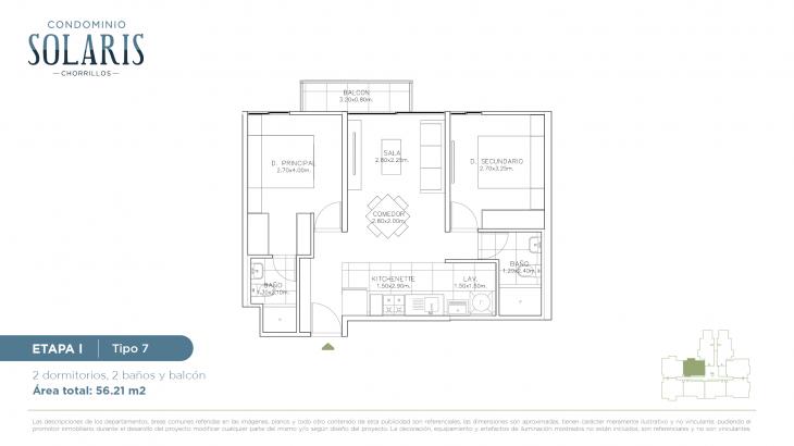 Plano del modelo Tipo 7 del proyecto Condominio Solaris en Chorrillos