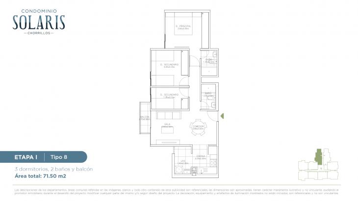 Plano del modelo Tipo 8 del proyecto Condominio Solaris en Chorrillos