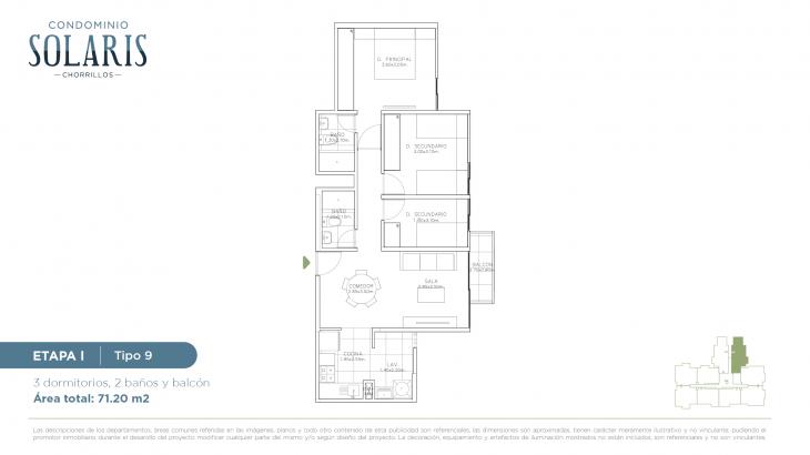 Plano del modelo Tipo 9 del proyecto Condominio Solaris en Chorrillos
