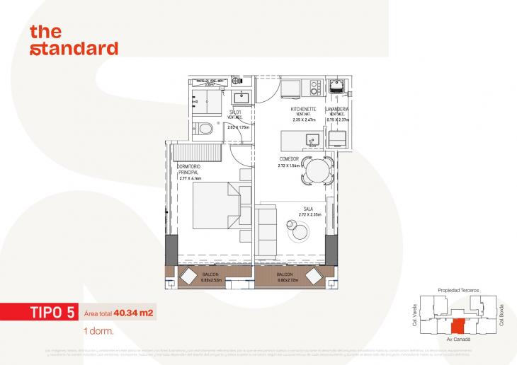 Plano del modelo Tipo 5 del proyecto The Standard en La Victoria