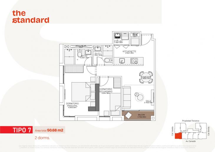 Plano del modelo Tipo 7 del proyecto The Standard en La Victoria