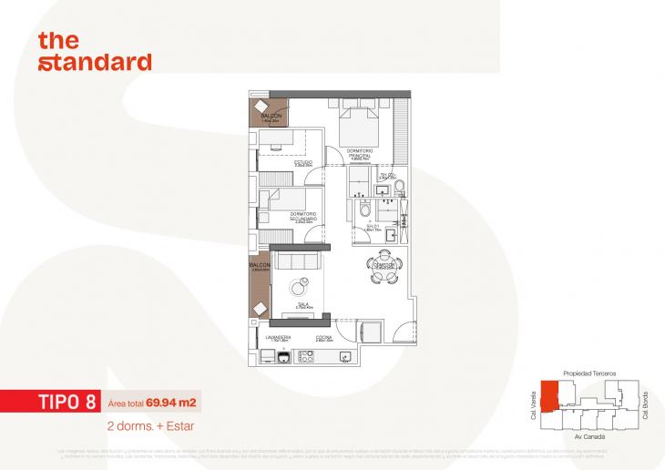 Plano del modelo Tipo 8 del proyecto The Standard en La Victoria