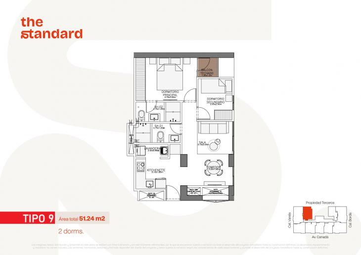 Plano del modelo Tipo 9 del proyecto The Standard en La Victoria