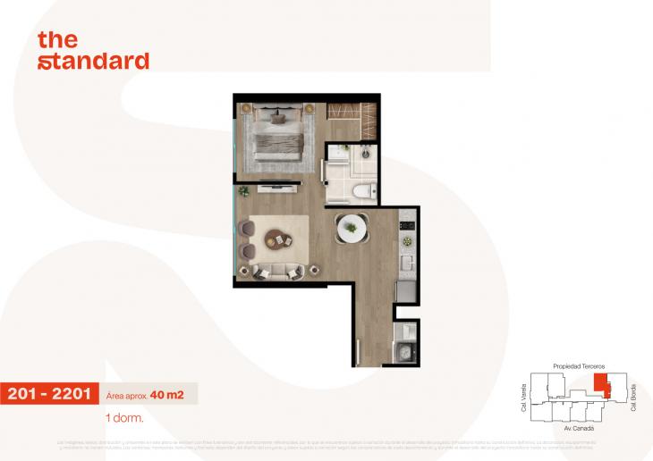 Plano del modelo Tipo 1 del proyecto The Standard en La Victoria