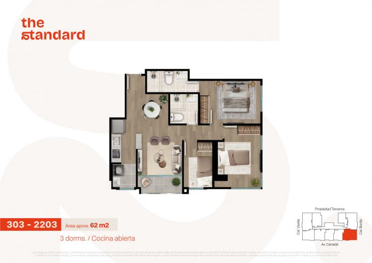 Plano del modelo Tipo 3 del proyecto The Standard en La Victoria