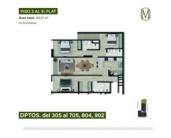 Plano del modelo Tipo 4B del proyecto Monogram en Miraflores