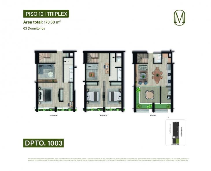 Plano del modelo Tipo 3D del proyecto Monogram en Miraflores