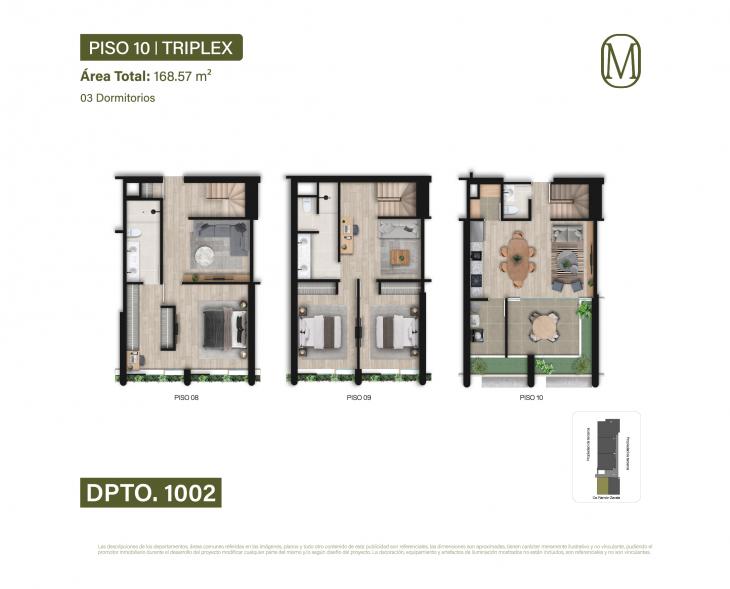 Plano del modelo Tipo 1002 del proyecto Monogram en Miraflores