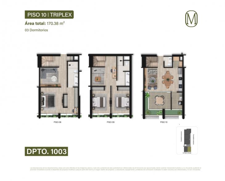 Plano del modelo Tipo 1003 del proyecto Monogram en Miraflores