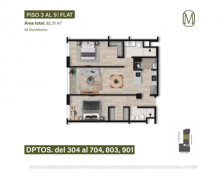 Plano del modelo Tipo 4 del proyecto Monogram en Miraflores