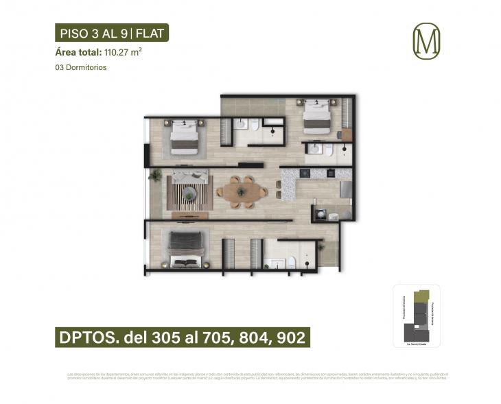 Plano del modelo Tipo 5 del proyecto Monogram en Miraflores