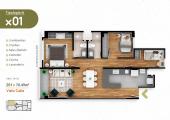 Plano del modelo TIPO X01 del proyecto HOMELY en Pueblo Libre