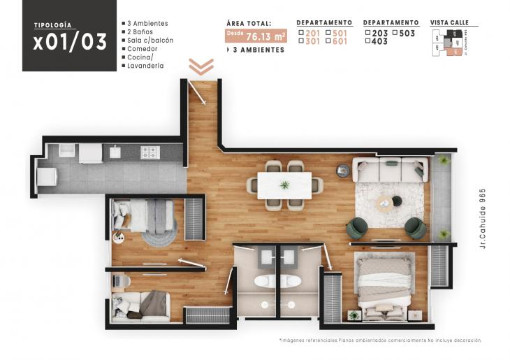 Plano del modelo X03 del proyecto NUOVA VITA en Jesus Maria
