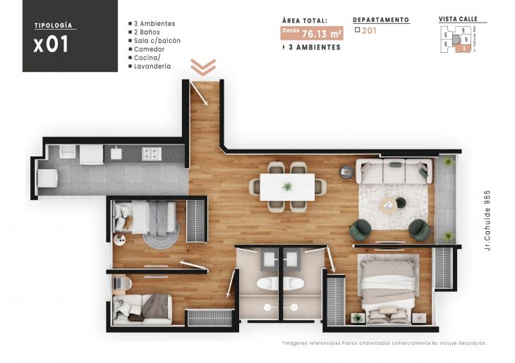 Plano del modelo X01 del proyecto NUOVA VITA en Jesus Maria