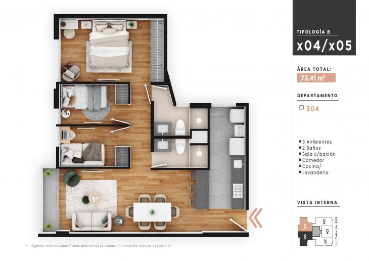 Plano del modelo X04B del proyecto NUOVA VITA en Jesus Maria
