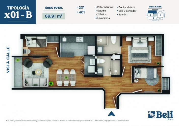 Plano del modelo TIPO X01B del proyecto Beli 465 en Lince
