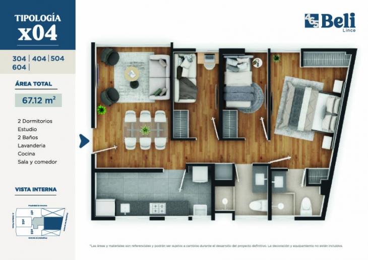Plano del modelo TIPO X04 del proyecto Beli 465 en Lince
