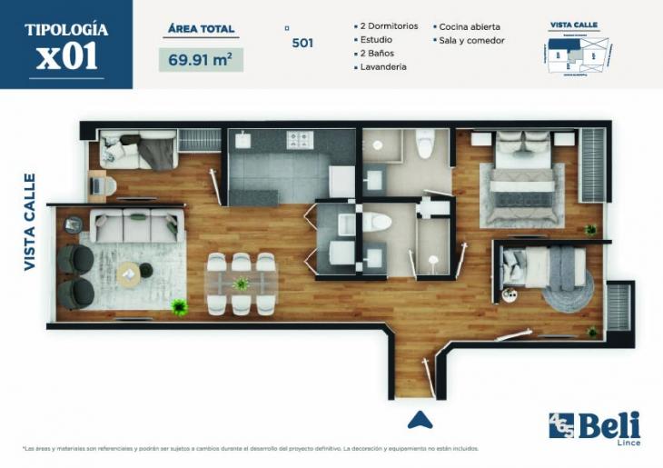 Plano del modelo TIPO X01 del proyecto Beli 465 en Lince