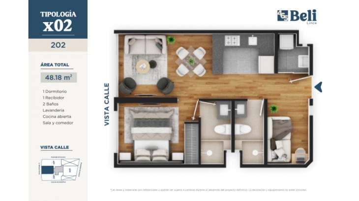 Plano del modelo TIPO X02 del proyecto Beli 465 en Lince