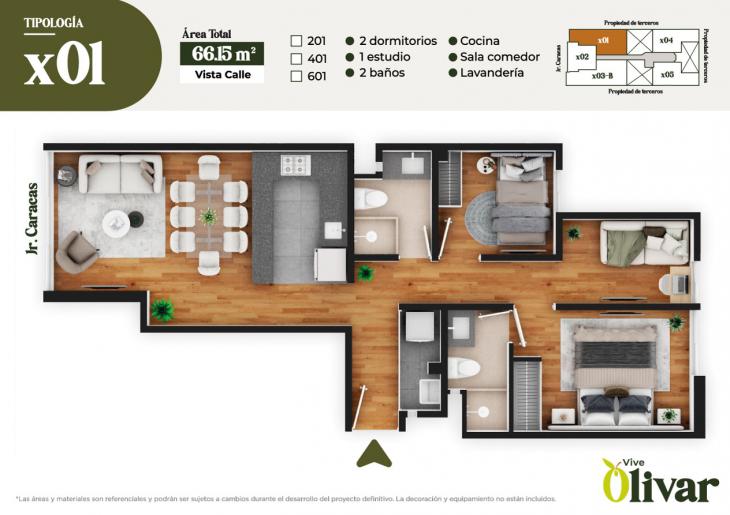 Plano del modelo X01 del proyecto VIVE OLIVAR en Jesus Maria