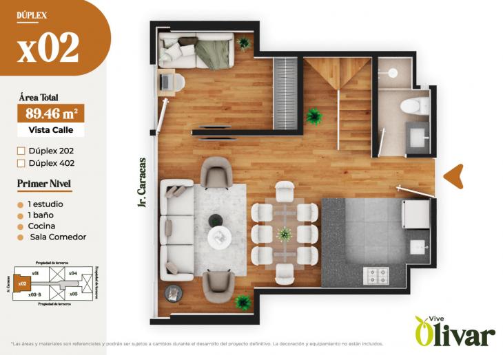 Plano del modelo X02 del proyecto VIVE OLIVAR en Jesus Maria