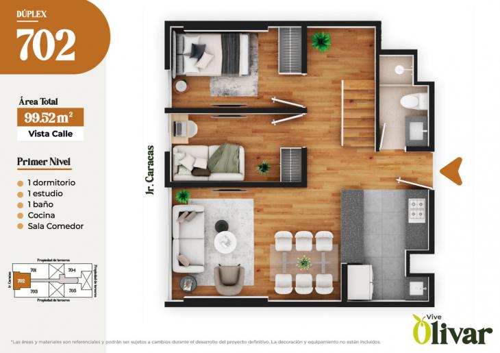 Plano del modelo 702 del proyecto VIVE OLIVAR en Jesus Maria