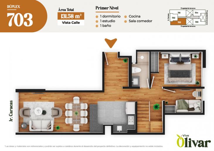 Plano del modelo 703 del proyecto VIVE OLIVAR en Jesus Maria