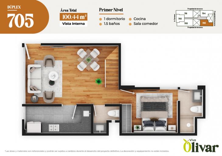 Plano del modelo 705 del proyecto VIVE OLIVAR en Jesus Maria