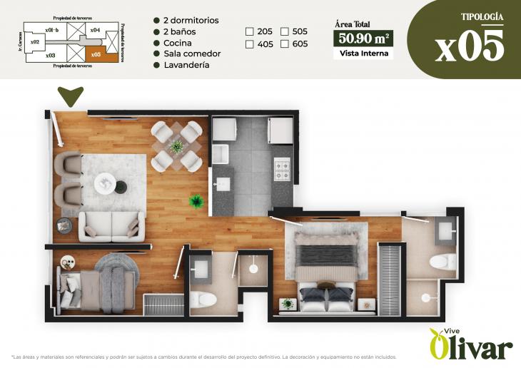 Plano del modelo X05 del proyecto VIVE OLIVAR en Jesus Maria